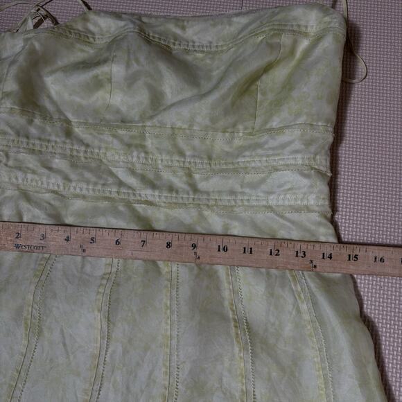 ANN TAYLOR Lime Green Silk Dress Size 4 Spaghetti Straps Coquette Wedding Pastel - Picture 10 of 15